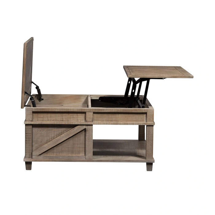 Parkland Falls Square Lift Top Cocktail Table in Weathered Taupe image