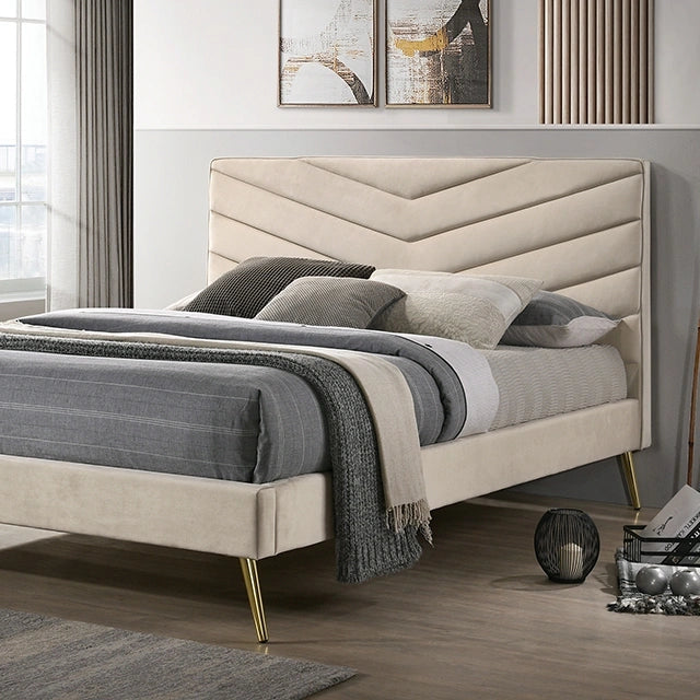 VIVAR Cal.King, E.King, Full, & Twin Bed, Beige