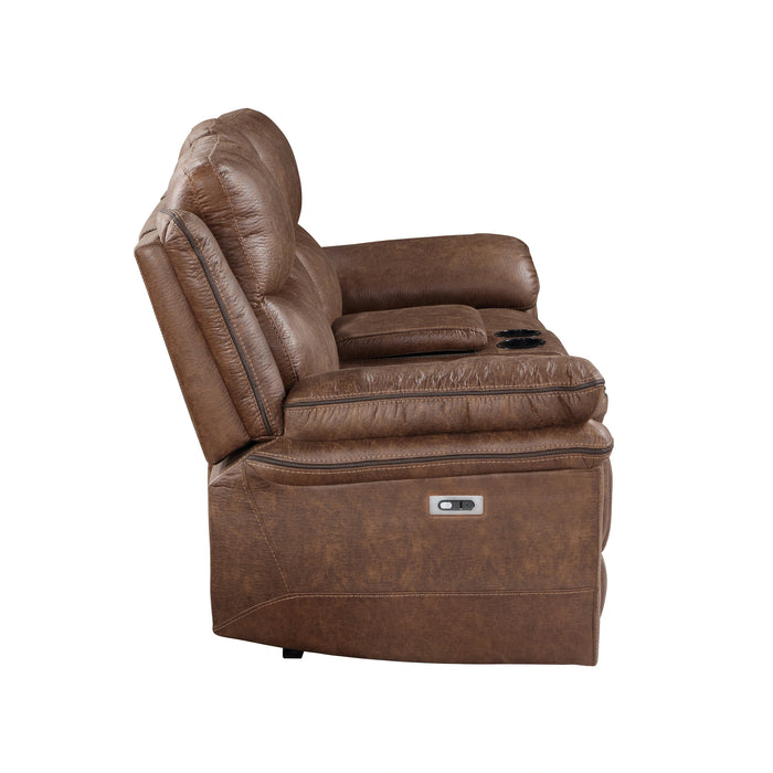 Ryland Console Loveseat W/Pwr Fr--Brown