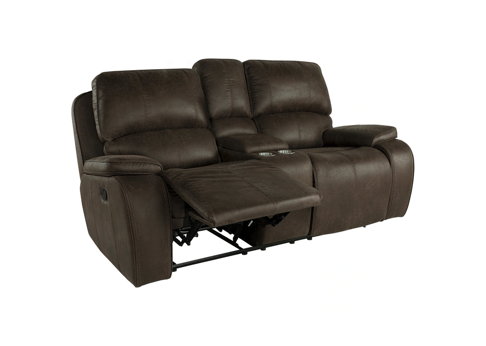 Brookings Console Loveseat W/ Dual Recliners-Brown