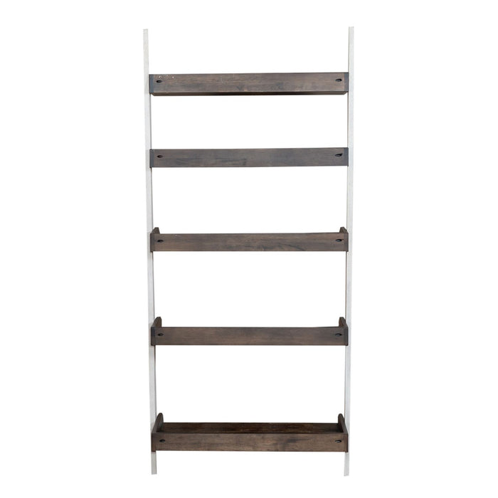 Farmhouse Leaning Bookcase in White/Oak