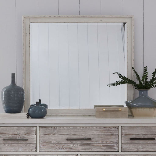 Liberty Furniture Backroads Landscape Mirror in Weathered White/Parchment Brown image