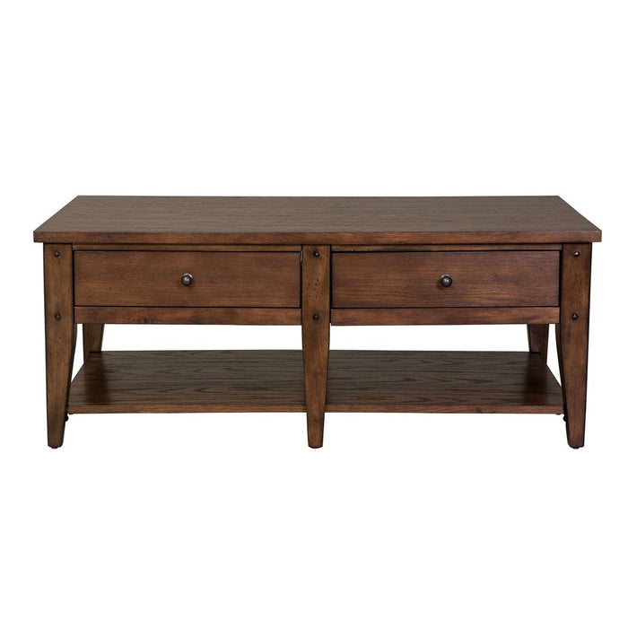 Liberty Furniture Lake House Cocktail Table in Rustic Brown Oak image