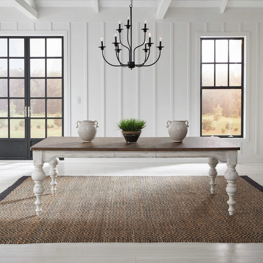 River Place Rectangular Leg Table in Riverstone White & Tobacco image