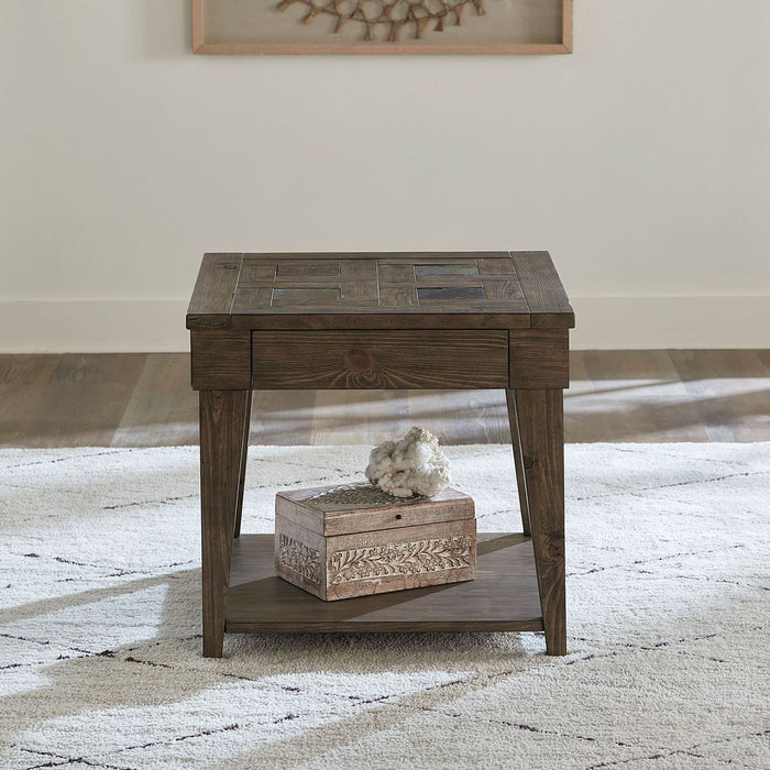 Liberty Furniture Arrowcreek End Table in Weathered Stone