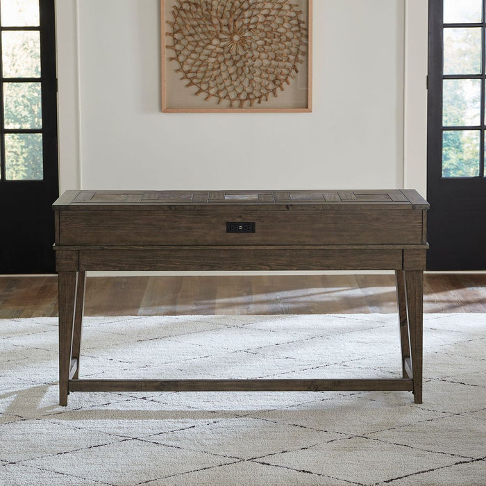 Liberty Furniture Arrowcreek Console Bar Table in Weathered Stone