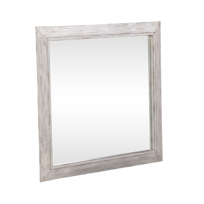River Place Mirror in Riverstone White and Tobacco