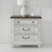 River Place 3 Drawer Nightstand with Charging Station in Riverstone White and Tobacco image