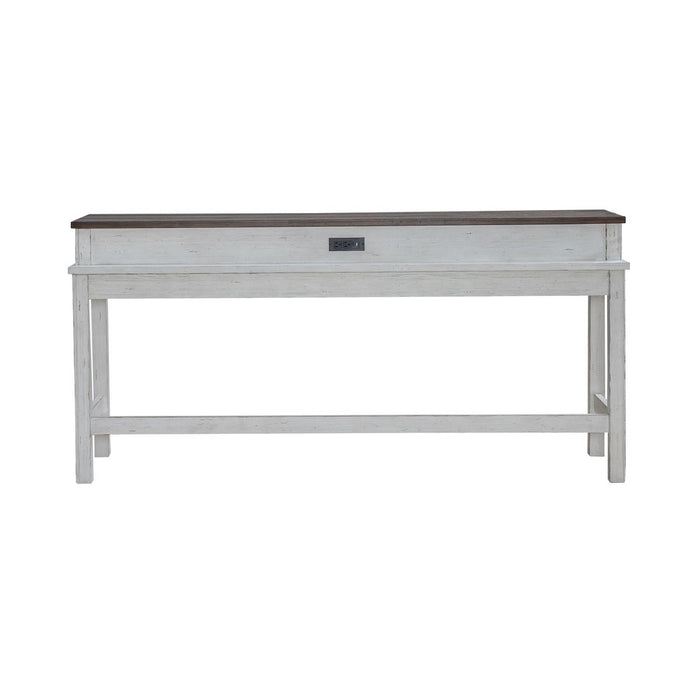 Liberty Furniture River Place Console Bar Table in Riverstone White & Tobacco