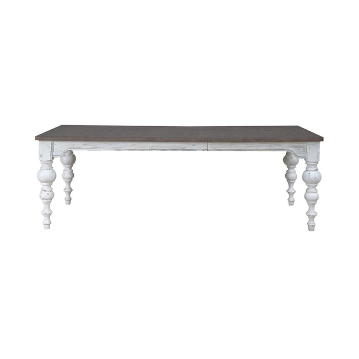 River Place Rectangular Leg Table in Riverstone White & Tobacco
