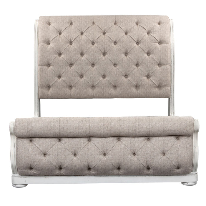 Magnolia Manor King California Upholstered Sleigh Bed, Dresser & Mirror
