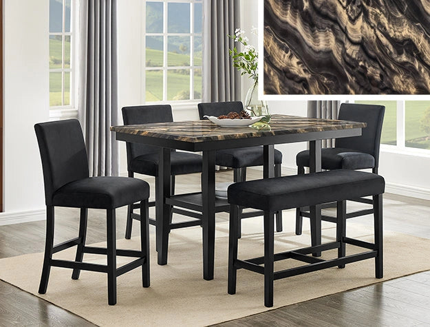 Marbel 5-Pc Counter Set-Faux Marble Goldbk