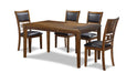 Gia 5 Pc 60" Dining Table & 4 Chairs-Brown