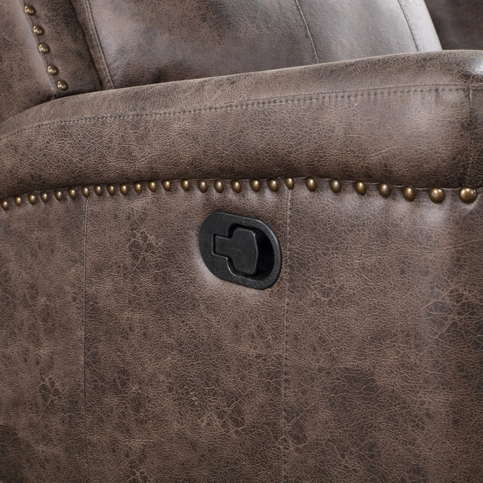 Quade Console Loveseat W/ Dual Recliners-Mocha