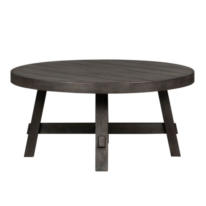 Modern Farmhouse Splay Leg Round Cocktail Table in Dusty Charcoal