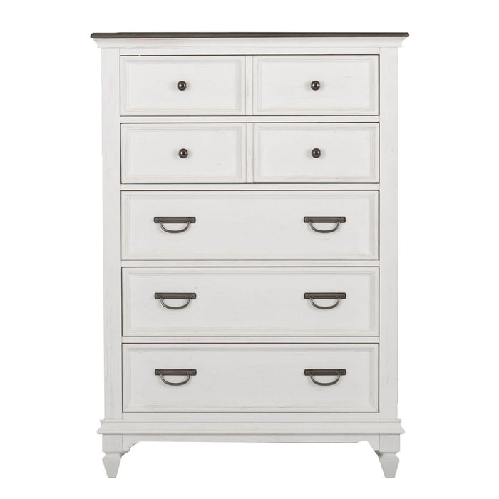 Allyson Park King Panel Bed, Dresser & Mirror, Chest, Night Stand