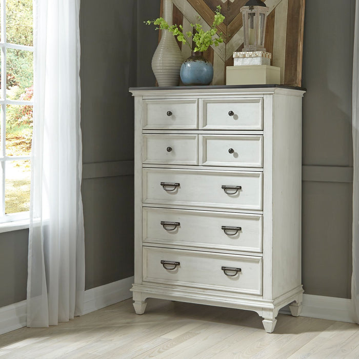 Allyson Park King Panel Bed, Dresser & Mirror, Chest, Night Stand