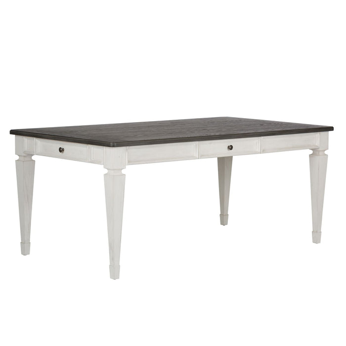 Allyson Park Rectangular Leg Table in White with Charcoal