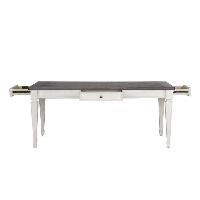 Allyson Park Rectangular Leg Table in White with Charcoal
