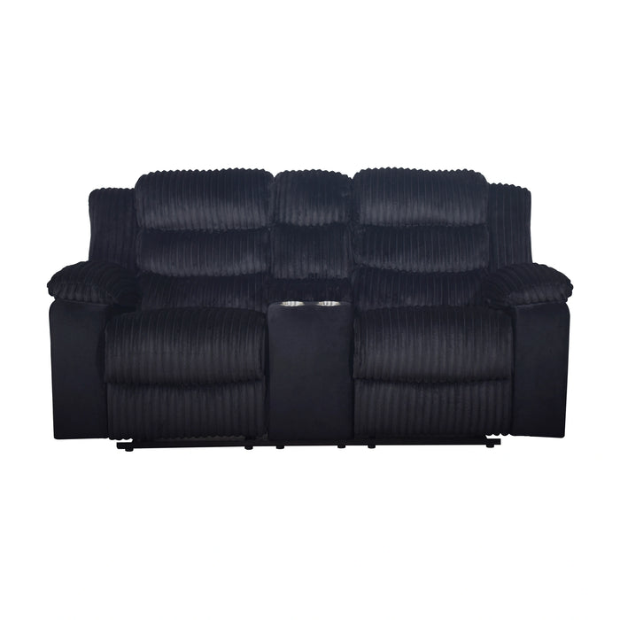 Willow Console Loveseat W/ Dual Recliners-Black