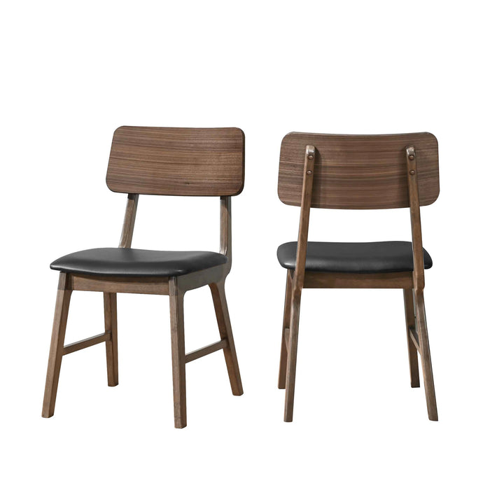 Thea Wood Back Side Chair W/Black Seat (2 Per Carton)-Walnut