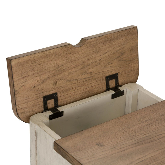 Farmhouse Reimagined Door Chair Side Table w/ Charging in Antique White image