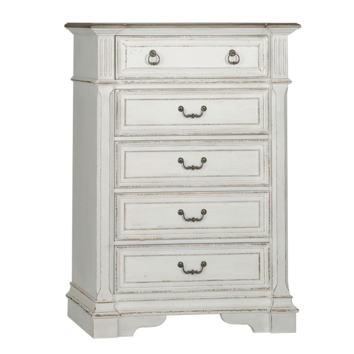Abbey Park King Panel Bed, Dresser & Mirror, Chest