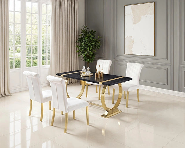 Horley 60" Dining Table, Gold Frame