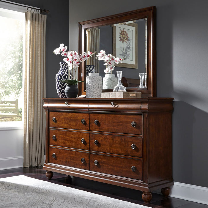 Rustic Traditions King California Sleigh Bed, Dresser & Mirror, Chest