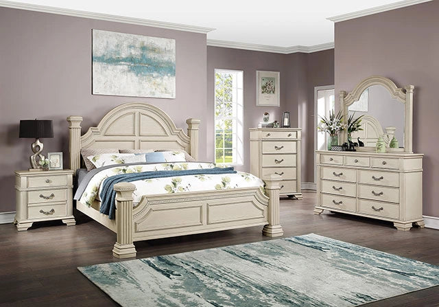 Pamphilos 4 & 5 Piece Queen Bedroom Set Gray & White