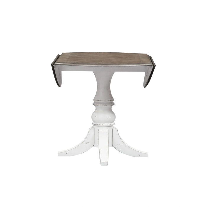 Magnolia Manor Drop Leaf Table in Antique White Base w/ Weathered Bark Tops image