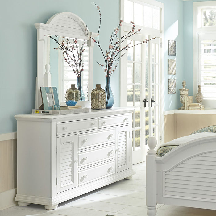 Summer House I Queen Panel Bed, Dresser & Mirror, Chest