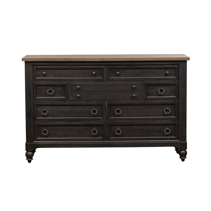 Americana Farmhouse 9 Drawer Dresser in Black
