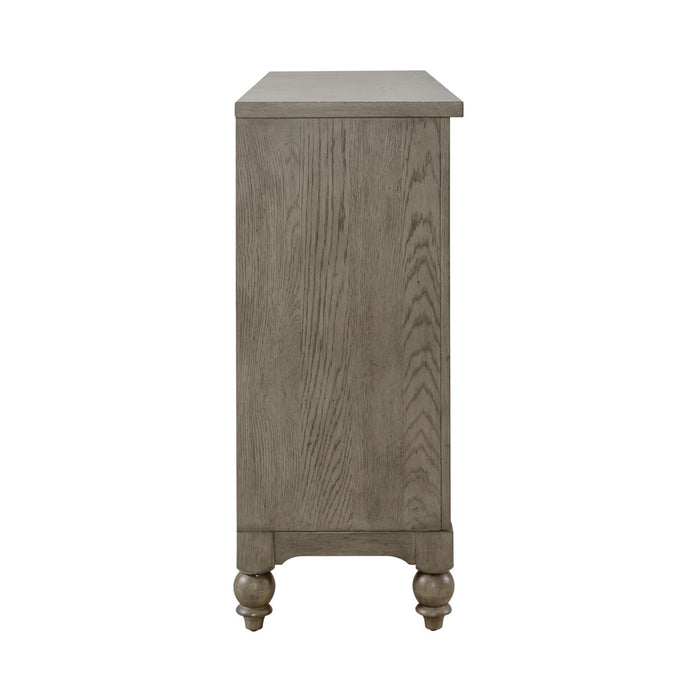 Americana Farmhouse 9 Drawer Dresser in Dusty Taupe and Black