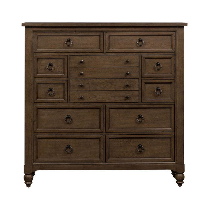 Americana Farmhouse 12 Drawer Chesser in Dusty Taupe and Black