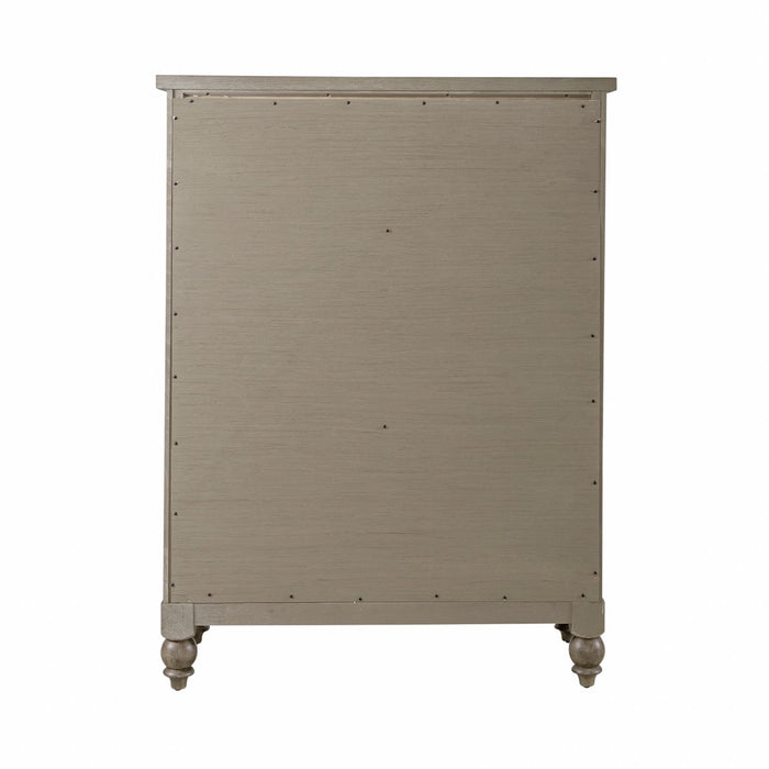 Americana Farmhouse 5 Drawer Chest in Dusty Taupe and Black