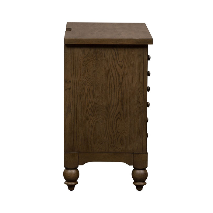 Americana Farmhouse 6 Drawer Bedside Chest in Dusty Taupe and Black