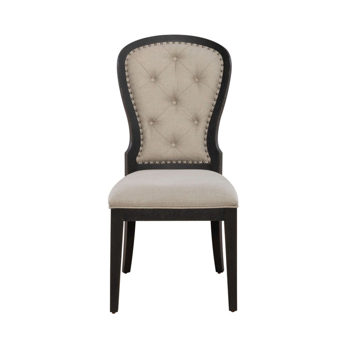 Americana Farmhouse Uph Tufted Back Side Chair - Black