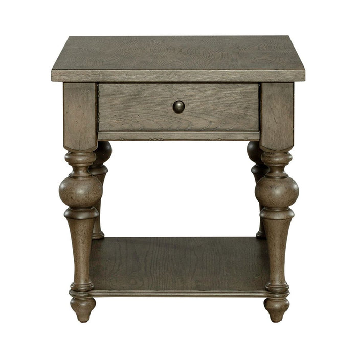 Liberty Furniture Americana Farmhouse End Table in Dusty Taupe