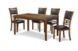 Gia 5 Pc 60" Dining Table & 4 Chairs-Brown