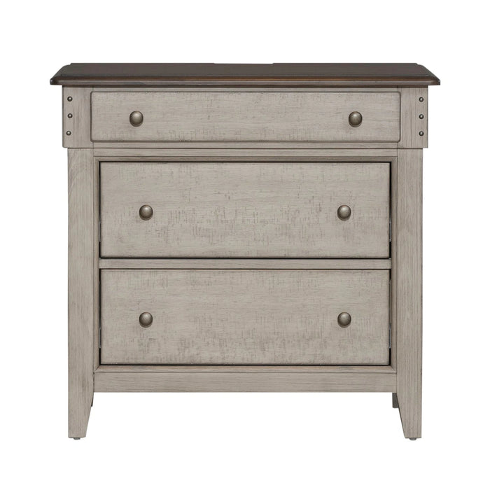 Ivy Hollow 3 Drawer Bedside Chest w/ Charging Station in Weathered Linen image