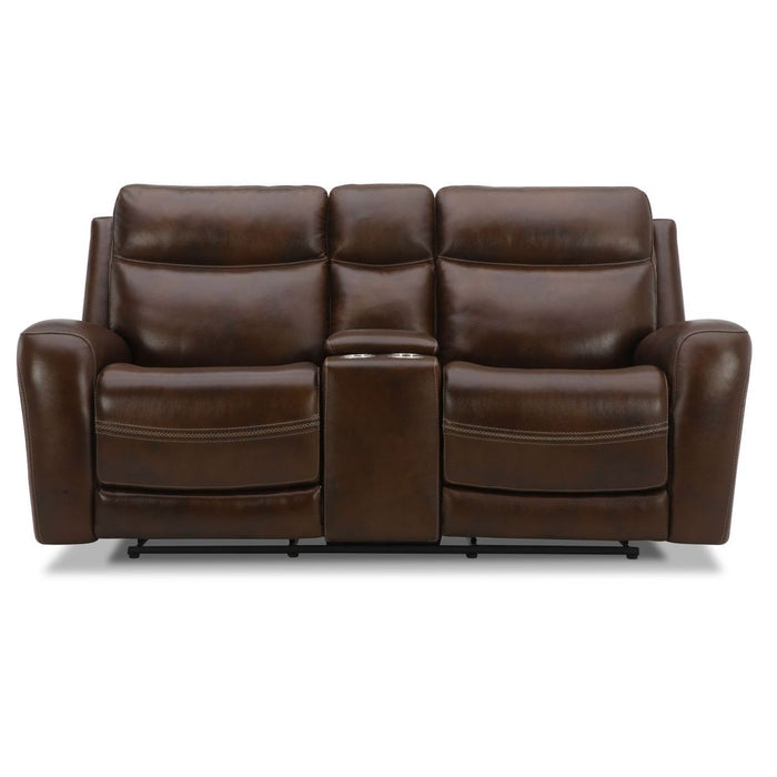 Liberty Furniture Blair Loveseat w/Console P2 & ZG in Cognac