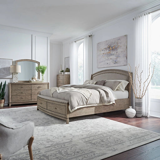 Avalon King California Uph Storage Bed, Dresser & Mirror, Chest image