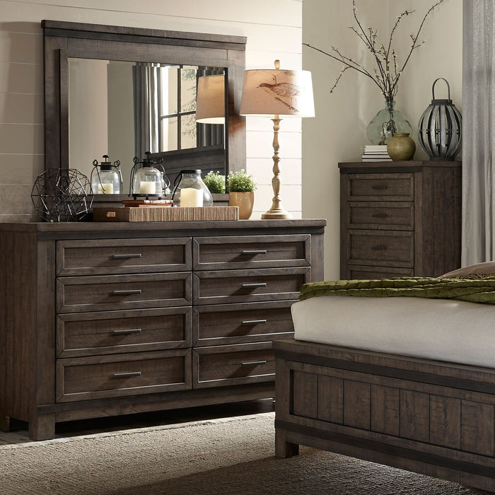 Thornwood Hills King Two Sided Storage Bed, Dresser & Mirror