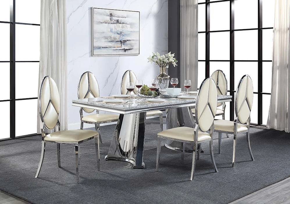 Dining Table w/Marble Top & Pedestal Base