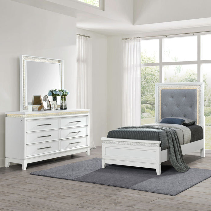 Reflections Twin Uph Bed, Dresser & Mirror