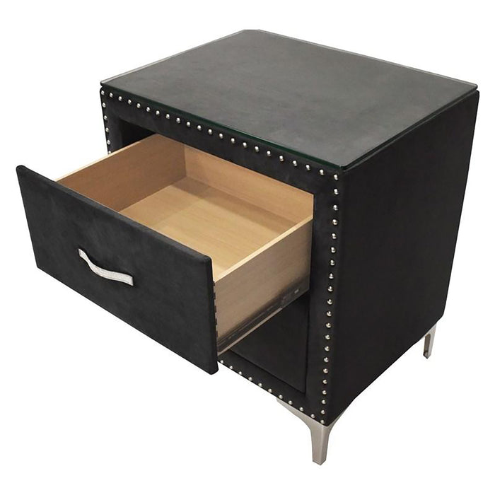 Crown Mark Furniture Lucinda 2 Drawer Nightstand in Black