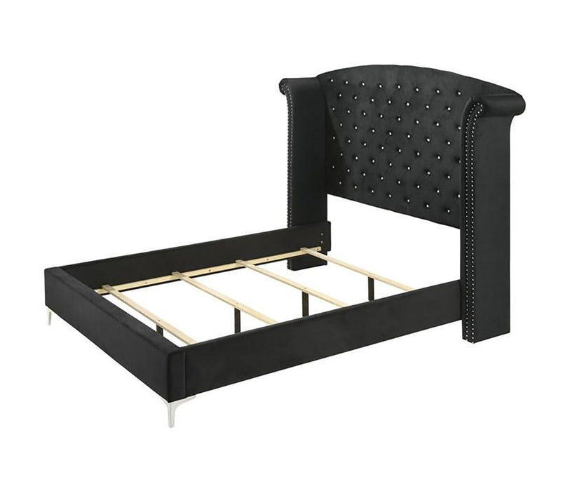 Crown Mark Furniture Lucinda King Upholstered Panel Bed in Black B9265-K
