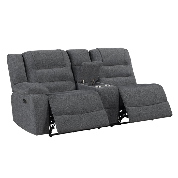 Redondo Laf Console Loveseat W/ 2 Recliners Pwr Fr-Dk Gray