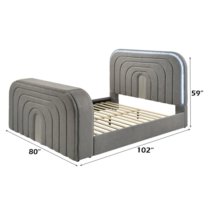EK Bed w/Led, TV Stand, Fireplace & Bluetooth